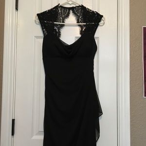 black chiffon lace bridesmaid dress